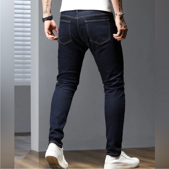 Men's SHEIN Dark Blue Skinny Jeans - Picture 3 of 14